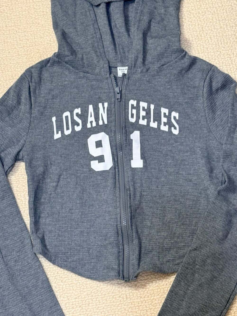 Shein Los Angeles 91 Hoodie Size 16Y Gray Zip Up Sweatshirt